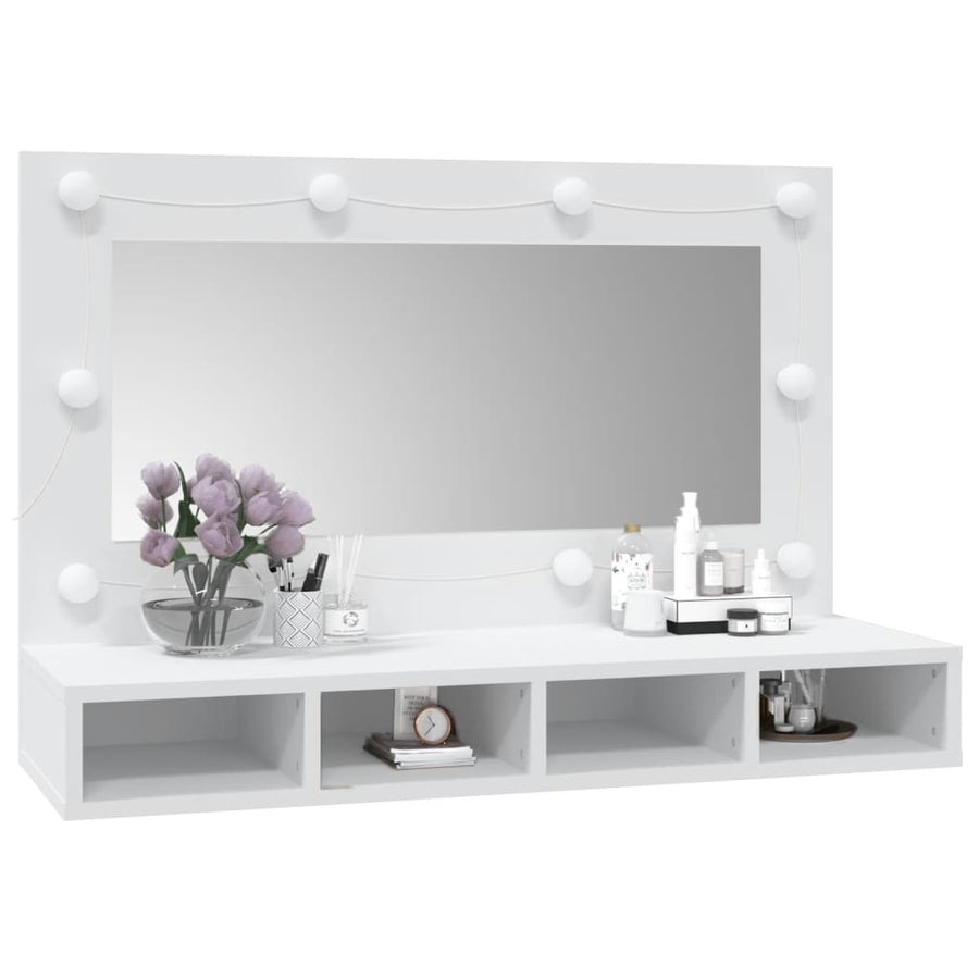 Spiegelkast Met Led-Verlichting 90X3,5X62 Cm Wit