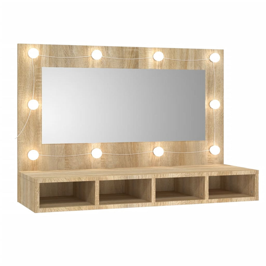 Spiegelkast Met Led-Verlichting 90X3,5X62 Cm Kleur Sonoma eiken