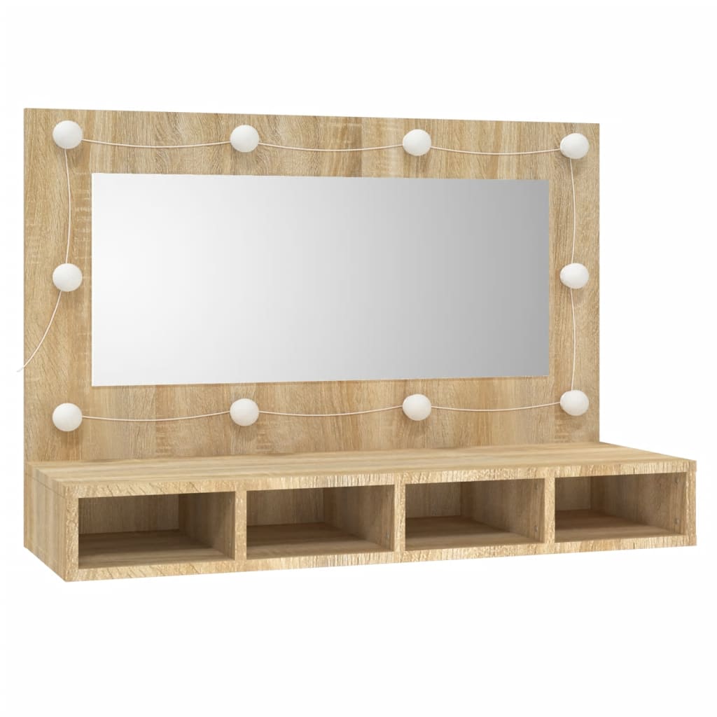 Spiegelkast Met Led-Verlichting 90X3,5X62 Cm Kleur Sonoma eiken