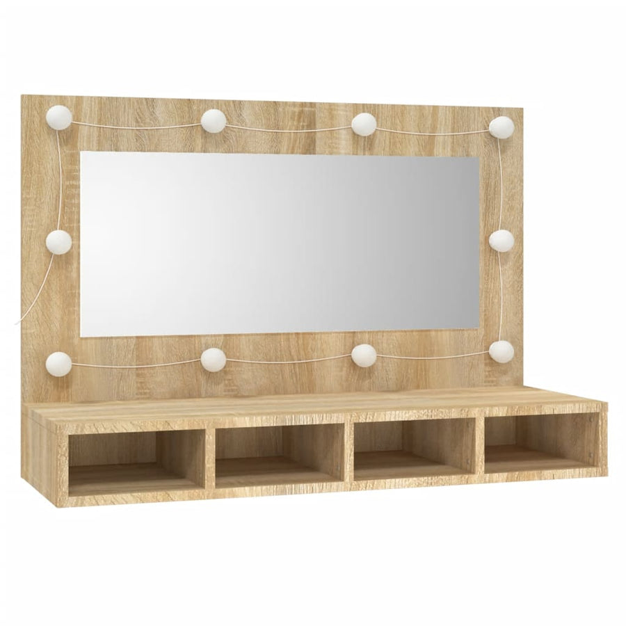Spiegelkast Met Led-Verlichting 90X3,5X62 Cm Kleur Sonoma eiken