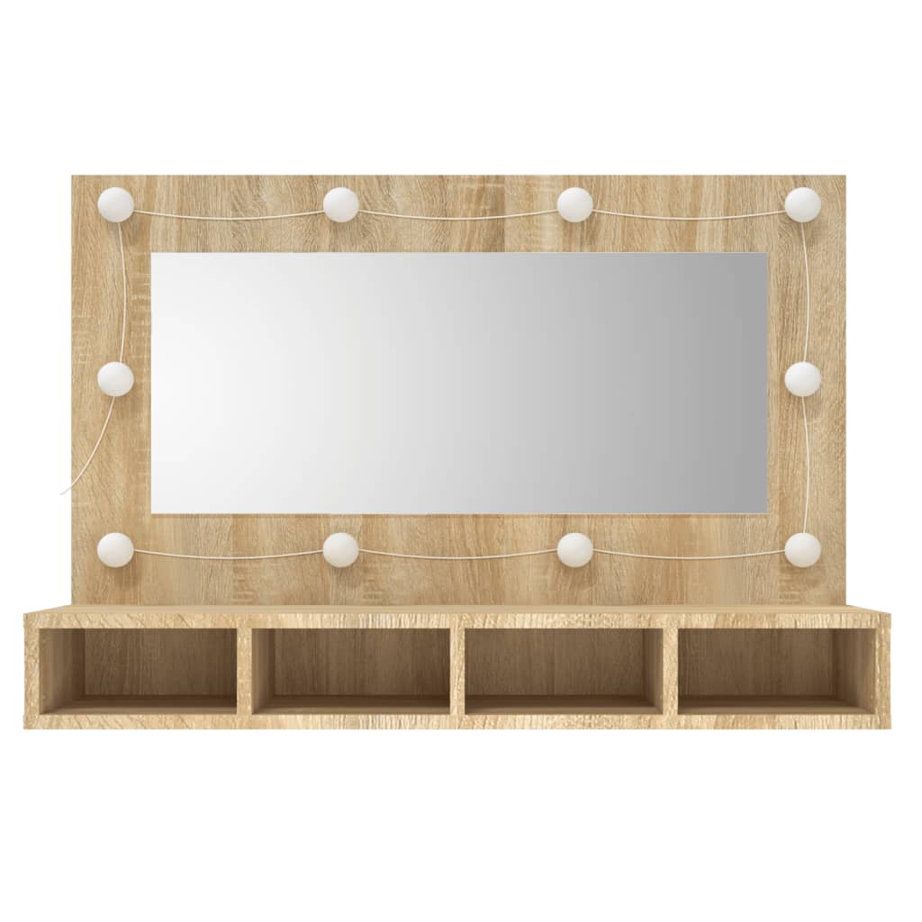 Spiegelkast Met Led-Verlichting 90X3,5X62 Cm Kleur Sonoma eiken
