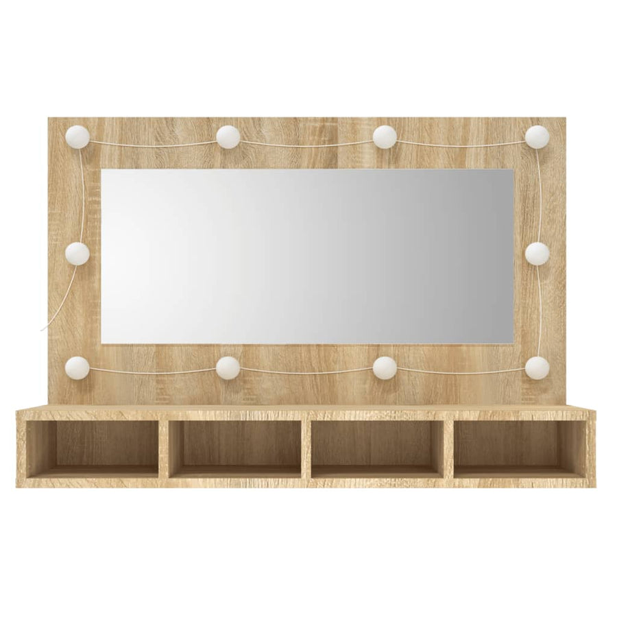 Spiegelkast Met Led-Verlichting 90X3,5X62 Cm Kleur Sonoma eiken