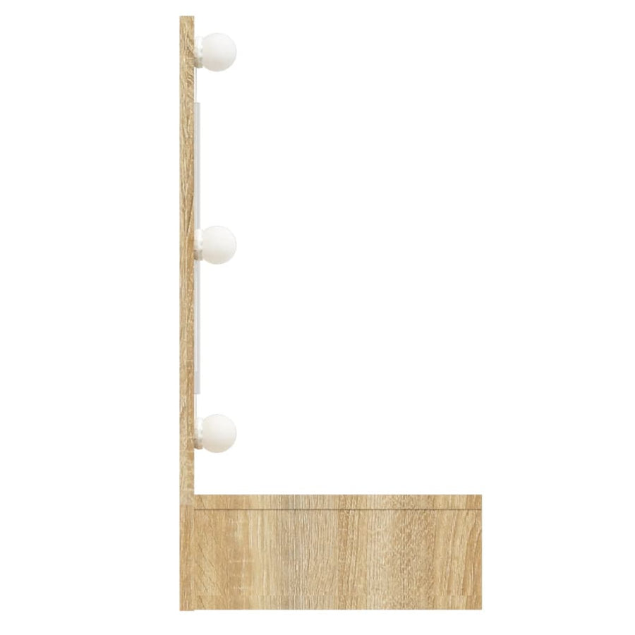 Spiegelkast Met Led-Verlichting 90X3,5X62 Cm Kleur Sonoma eiken