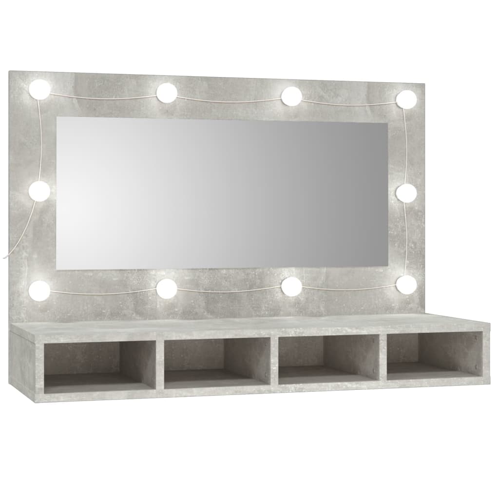 Spiegelkast Met Led-Verlichting 90X3,5X62 Cm Betongrijs