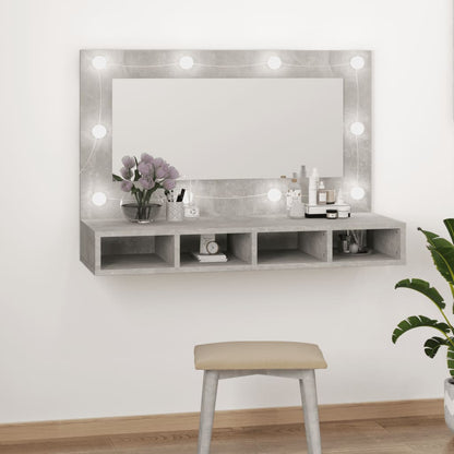 Spiegelkast Met Led-Verlichting 90X3,5X62 Cm Betongrijs