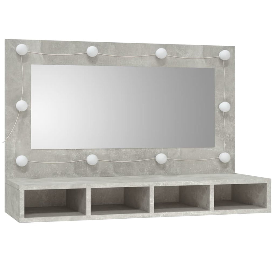 Spiegelkast Met Led-Verlichting 90X3,5X62 Cm Betongrijs