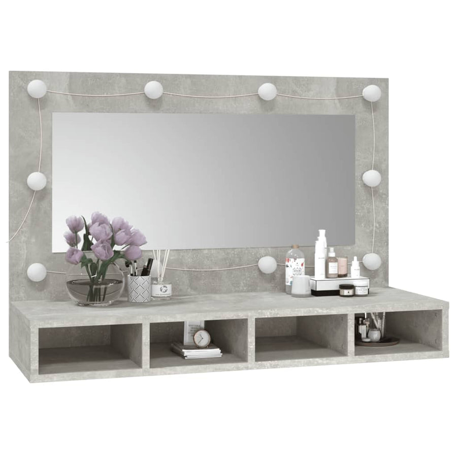 Spiegelkast Met Led-Verlichting 90X3,5X62 Cm Betongrijs