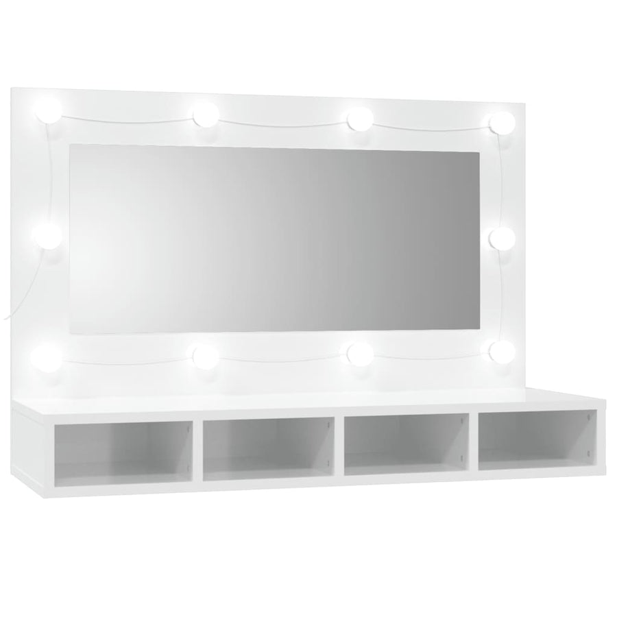 Spiegelkast Met Led-Verlichting 90X3,5X62 Cm Hoogglans wit