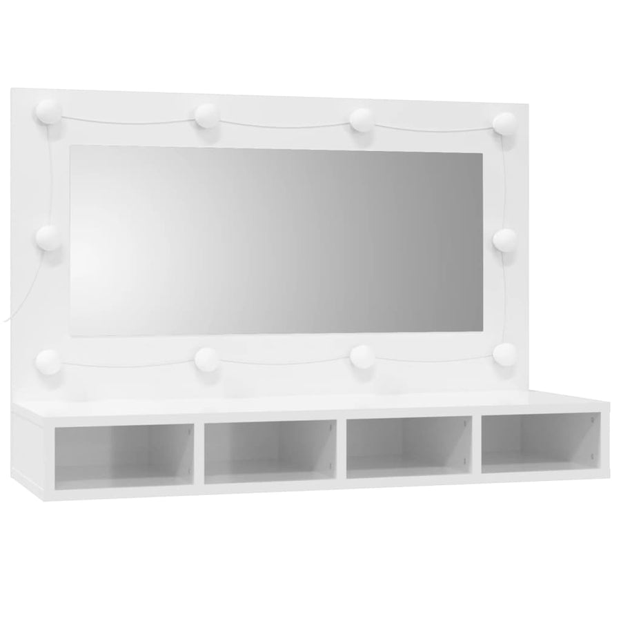 Spiegelkast Met Led-Verlichting 90X3,5X62 Cm Hoogglans wit