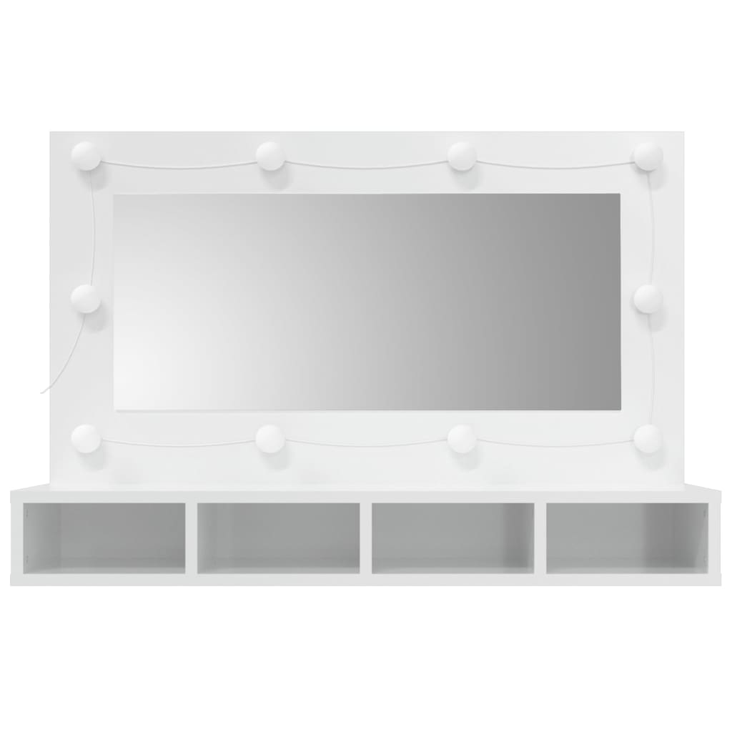 Spiegelkast Met Led-Verlichting 90X3,5X62 Cm Hoogglans wit