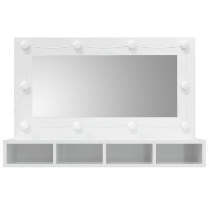 Spiegelkast Met Led-Verlichting 90X3,5X62 Cm Hoogglans wit