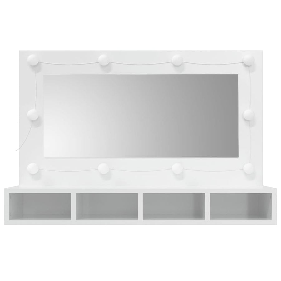 Spiegelkast Met Led-Verlichting 90X3,5X62 Cm Hoogglans wit