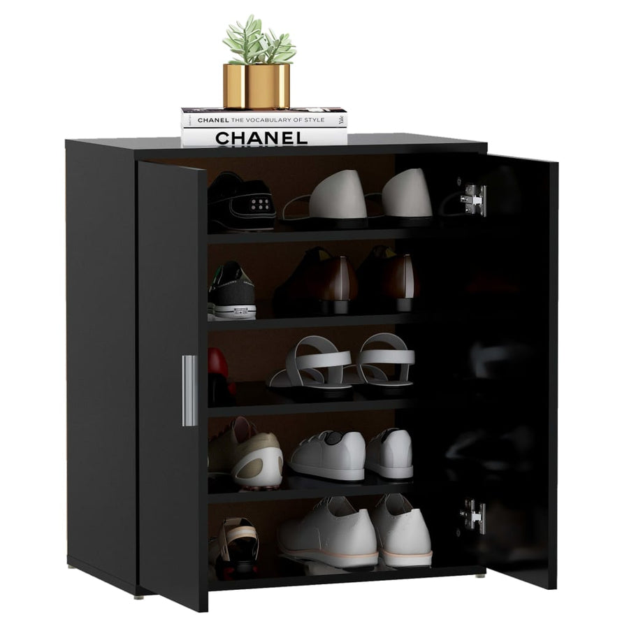 Schoenenkast 60x35x70 cm spaanplaat zwart Zwart