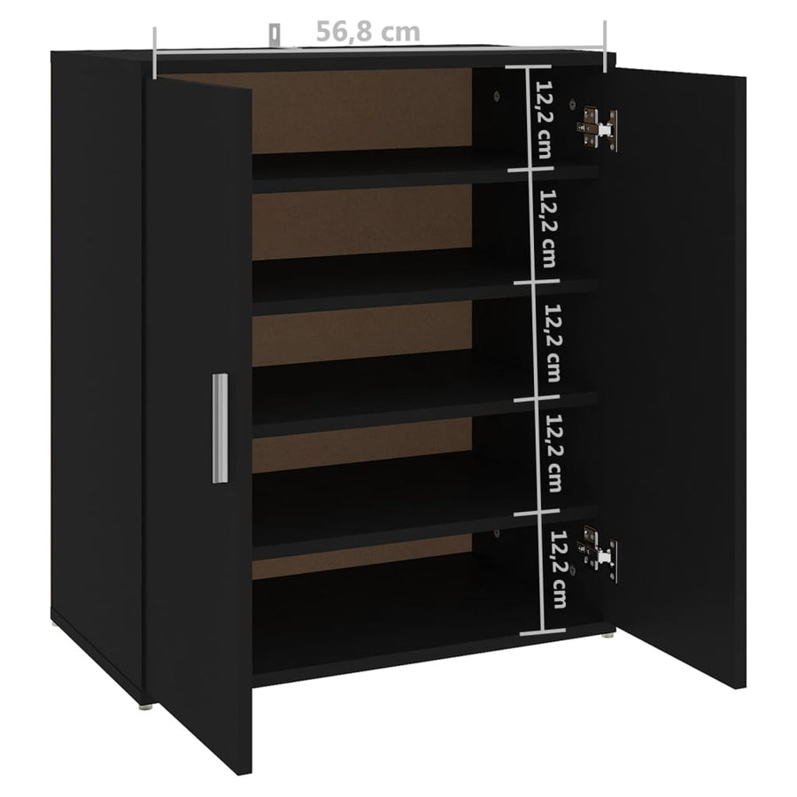 Schoenenkast 60x35x70 cm spaanplaat zwart Zwart