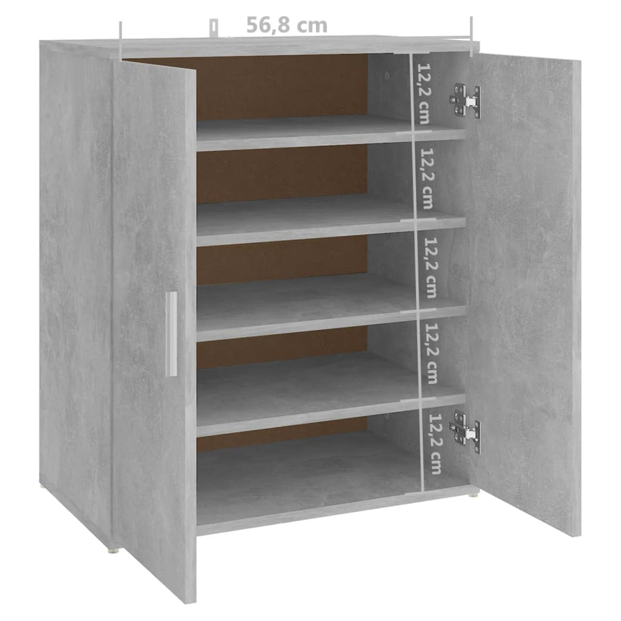 Schoenenkast 60x35x70 cm spaanplaat betongrijs Betongrijs