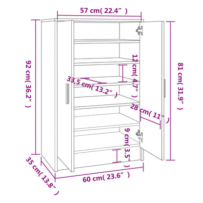 Schoenenkast 60X35X92 Cm Spaanplaat Kleurig Sonoma eiken