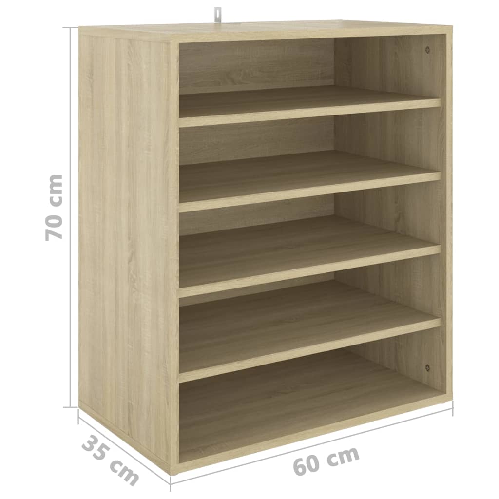 Schoenenkast 60X35X70 Cm Spaanplaat Kleurig Sonoma eiken
