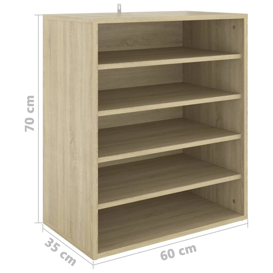 Schoenenkast 60X35X70 Cm Spaanplaat Kleurig Sonoma eiken