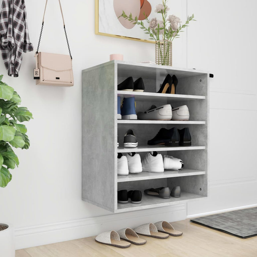 Schoenenkast 60X35X70 Cm Spaanplaat Betongrijs
