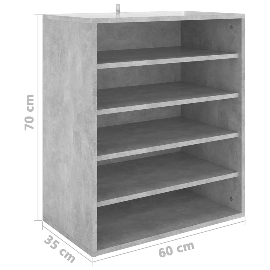 Schoenenkast 60X35X70 Cm Spaanplaat Betongrijs