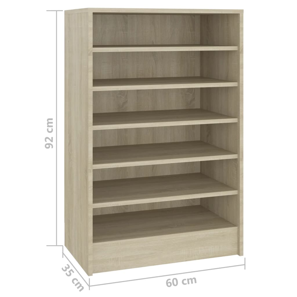 Schoenenkast 60X35X92 Cm Spaanplaat Kleurig Sonoma eiken