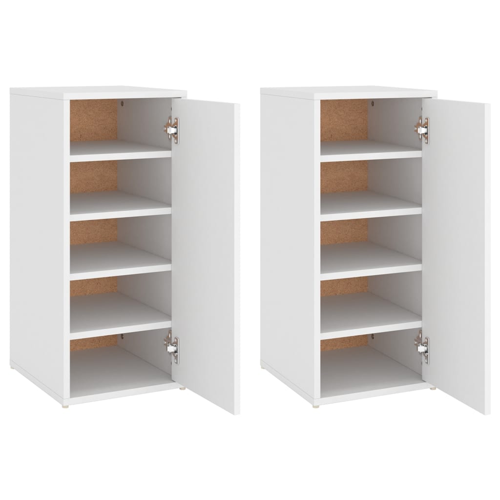 Schoenenkasten 2 St 32X35X70 Cm Bewerkt Hout Wit