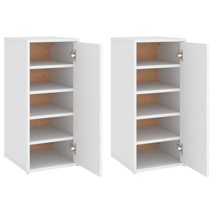 Schoenenkasten 2 St 32X35X70 Cm Bewerkt Hout Wit