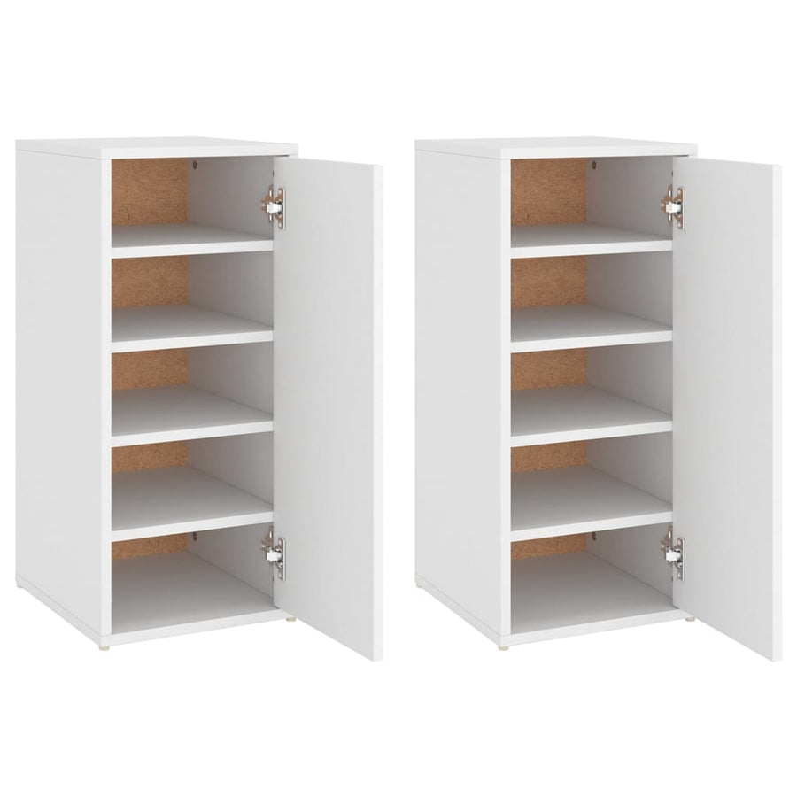 Schoenenkasten 2 St 32X35X70 Cm Bewerkt Hout Wit