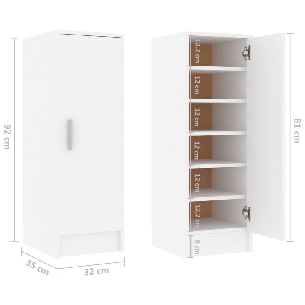 Schoenenkast 32x35x92 cm spaanplaat wit Wit