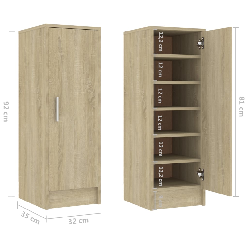 Schoenenkast 32x35x92 cm spaanplaat sonoma eikenkleurig Sonoma eiken