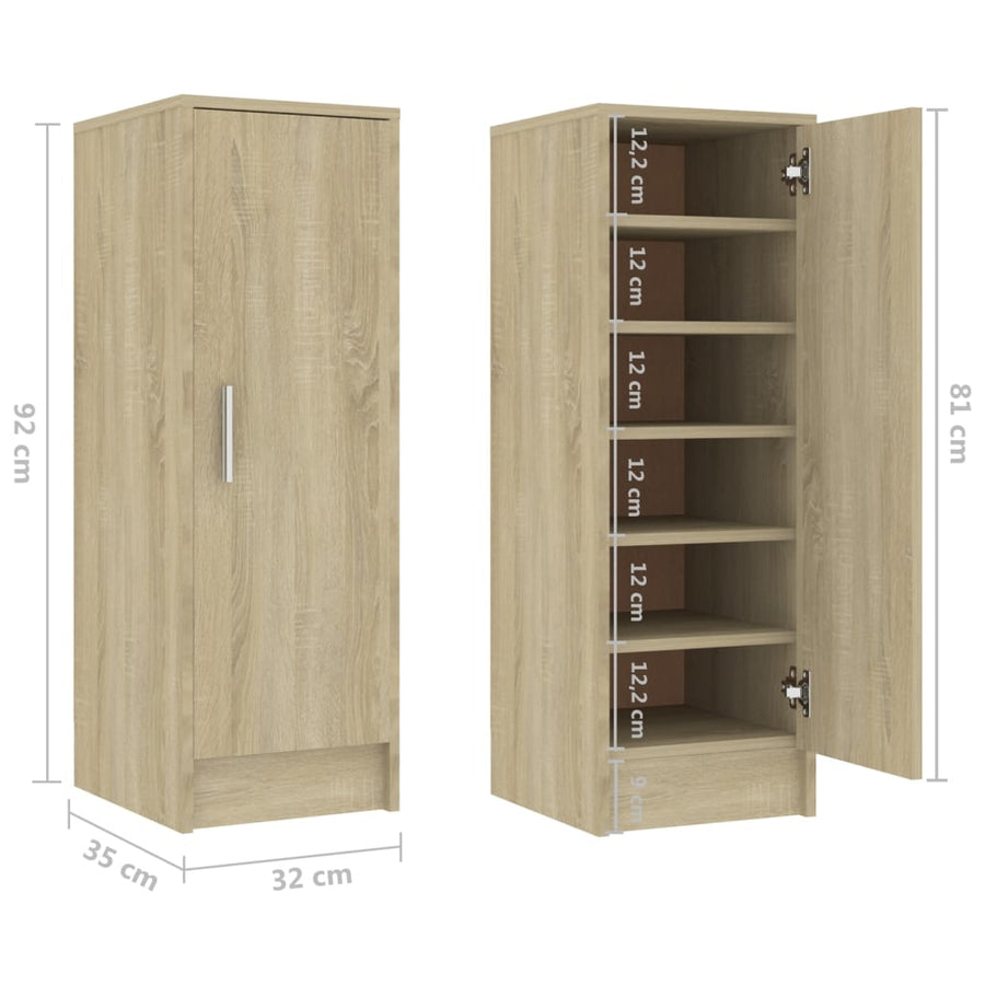 Schoenenkast 32x35x92 cm spaanplaat sonoma eikenkleurig Sonoma eiken