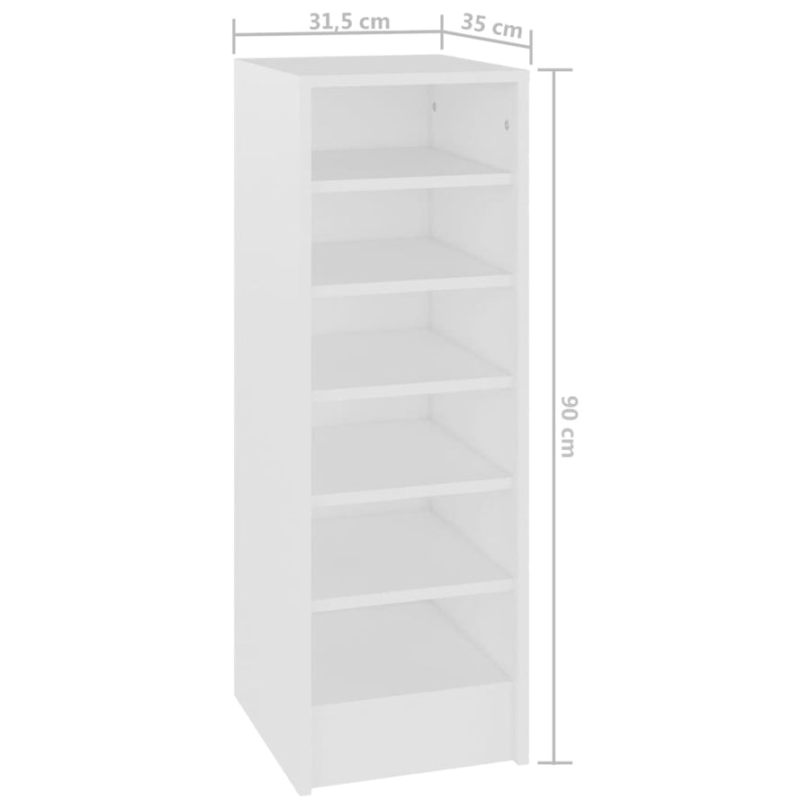 Schoenenkast 31,5x35x90 cm spaanplaat wit Wit