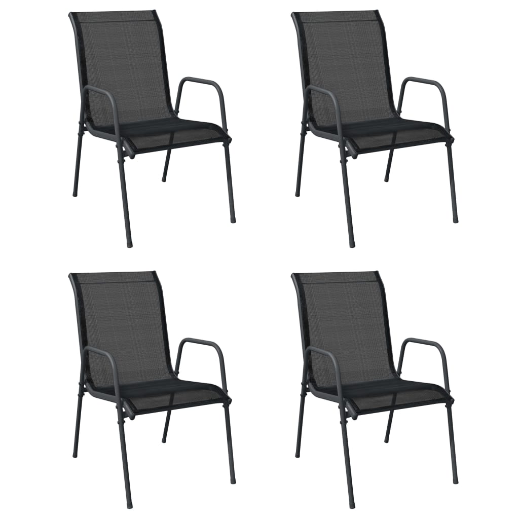 Tuinstoelen Staal En Textileen Zwart 4