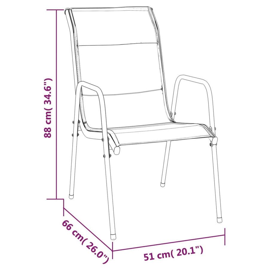 Tuinstoelen Staal En Textileen Zwart 2