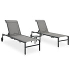 Ligbedden set 2 stuks met tafel textileen staal grijs