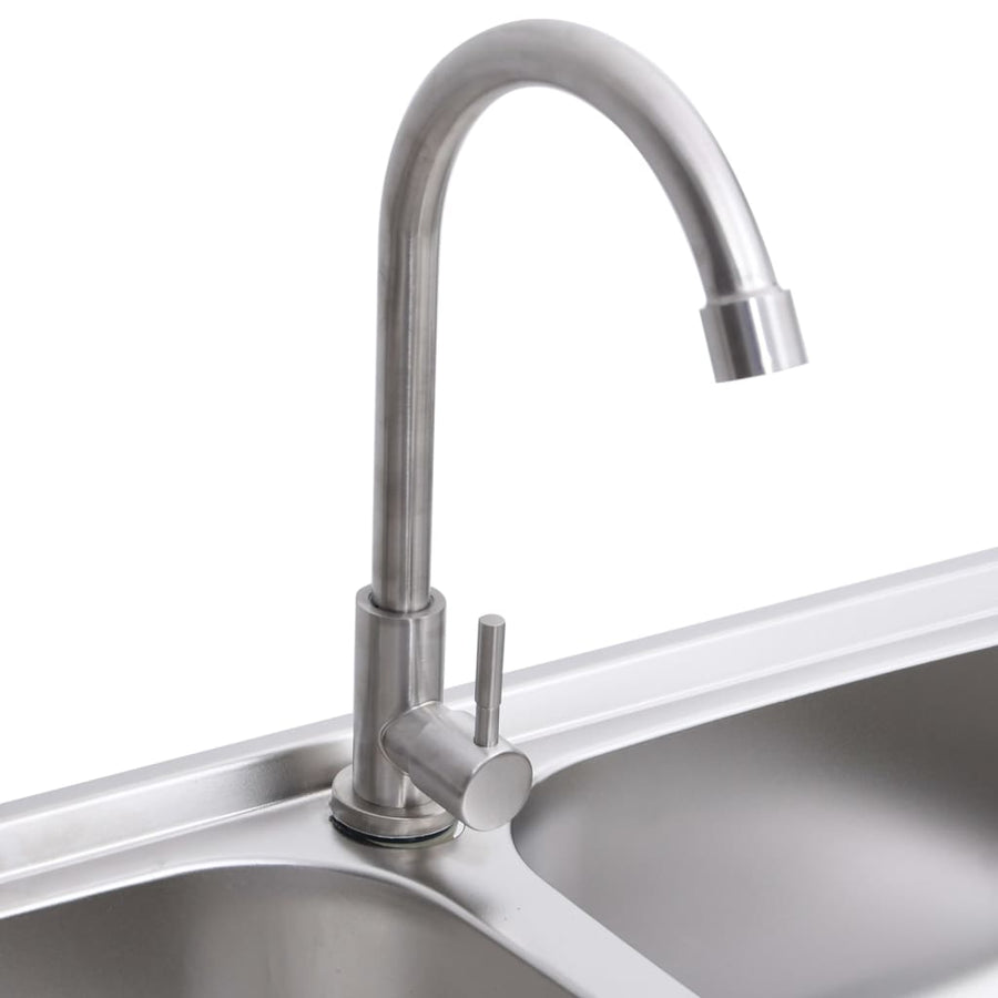 Campinggootsteen dubbele bakken met kraan roestvrij staal 78 x 43 x 18.8 cm