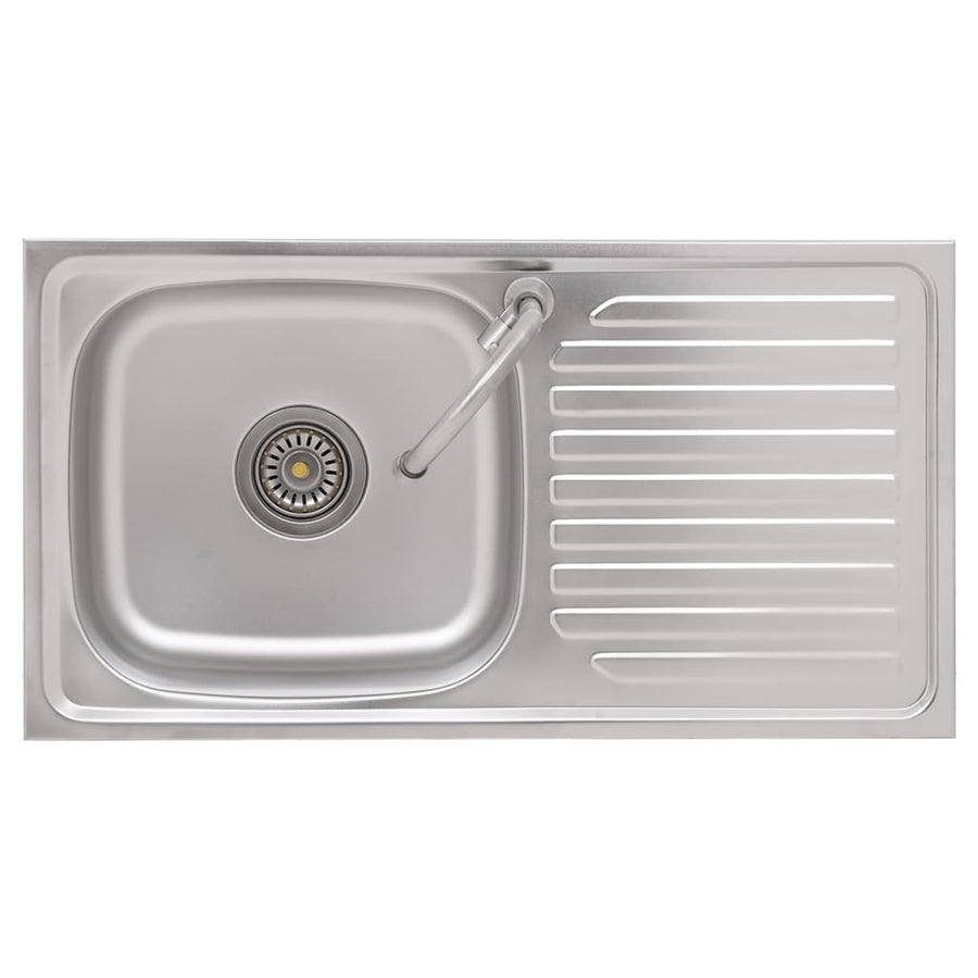 Campinggootsteen enkele bak met kraan roestvrij staal 75 x 40 x 15 cm