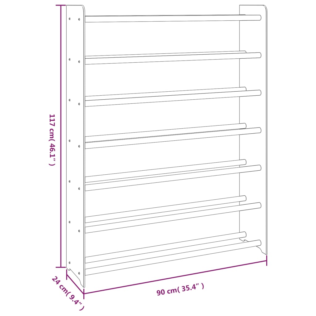 Schoenenrek 90x24x117 cm bewerkt hout bruin 90 x 24 x 117 cm Bruin