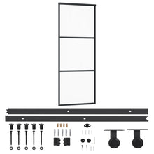 Schuifdeur Met Beslag 76X205 Cm Aluminium En Esg-Glas 76 x 205 cm (183 cm schuifrail) 2 horizontale stangen