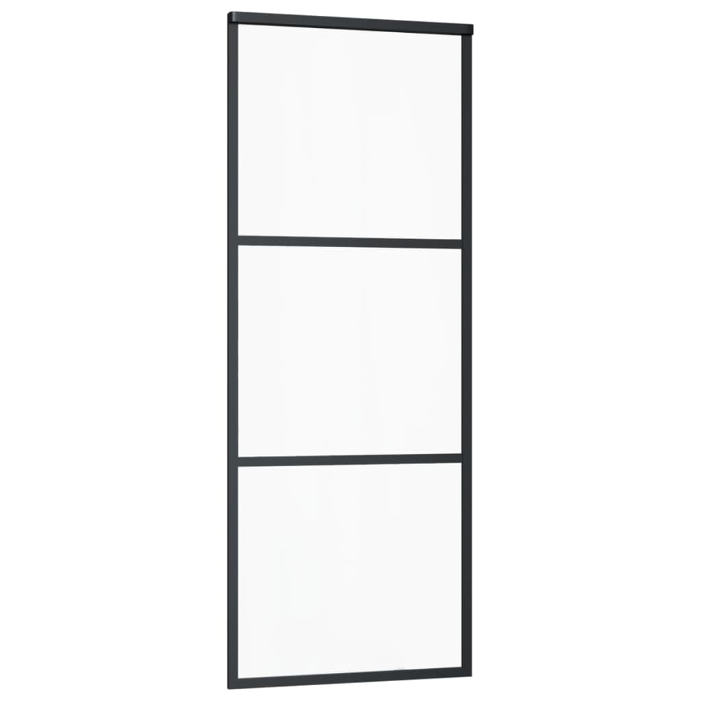 Schuifdeur Met Beslag 76X205 Cm Aluminium En Esg-Glas 76 x 205 cm (183 cm schuifrail) 2 horizontale stangen