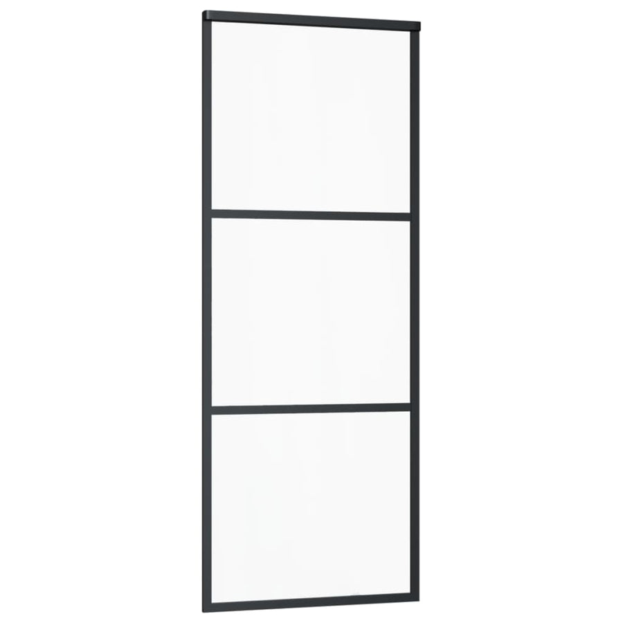 Schuifdeur Met Beslag 76X205 Cm Aluminium En Esg-Glas 76 x 205 cm (183 cm schuifrail) 2 horizontale stangen