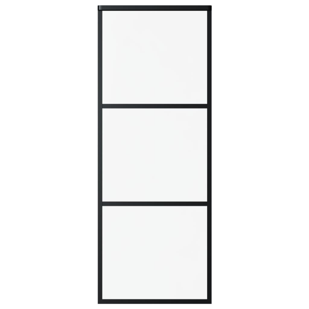 Schuifdeur Met Beslag 76X205 Cm Aluminium En Esg-Glas 76 x 205 cm (183 cm schuifrail) 2 horizontale stangen