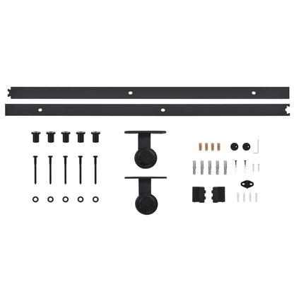 Schuifdeur Met Beslag 76X205 Cm Aluminium En Esg-Glas 76 x 205 cm (183 cm schuifrail) 2 horizontale stangen