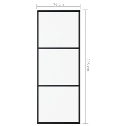 Schuifdeur Met Beslag 76X205 Cm Aluminium En Esg-Glas 76 x 205 cm (183 cm schuifrail) 2 horizontale stangen