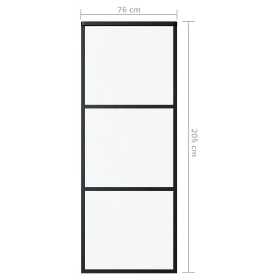 Schuifdeur Met Beslag 76X205 Cm Aluminium En Esg-Glas 76 x 205 cm (183 cm schuifrail) 2 horizontale stangen