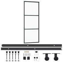 Schuifdeur Met Beslag 76X205 Cm Aluminium En Esg-Glas 76 x 205 cm (200 cm schuifrail) 2 horizontale stangen