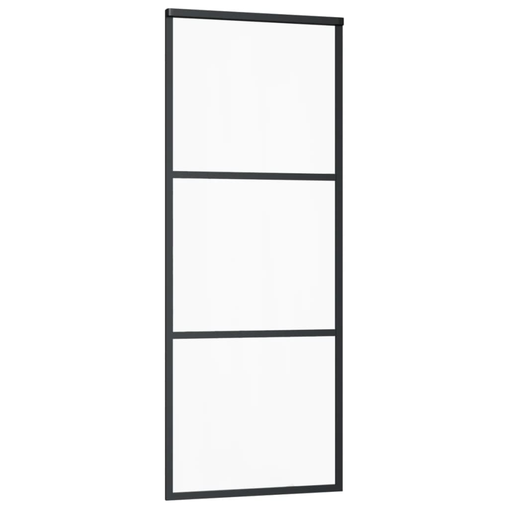 Schuifdeur Met Beslag 76X205 Cm Aluminium En Esg-Glas 76 x 205 cm (200 cm schuifrail) 2 horizontale stangen