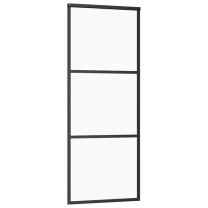 Schuifdeur Met Beslag 76X205 Cm Aluminium En Esg-Glas 76 x 205 cm (200 cm schuifrail) 2 horizontale stangen