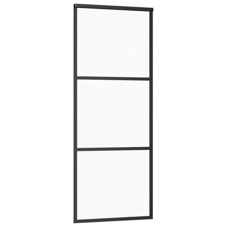 Schuifdeur Met Beslag 76X205 Cm Aluminium En Esg-Glas 76 x 205 cm (200 cm schuifrail) 2 horizontale stangen