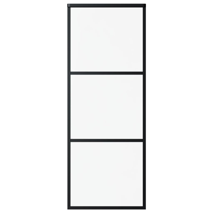Schuifdeur Met Beslag 76X205 Cm Aluminium En Esg-Glas 76 x 205 cm (200 cm schuifrail) 2 horizontale stangen